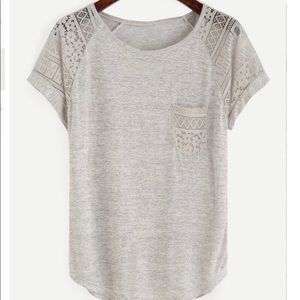 Contrast Lace Raglan Sleeve Tee